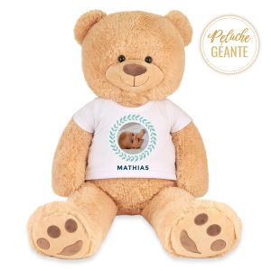 Sammy le grand ours en peluche – Couronne avec photo  <strong>100 cm </strong>